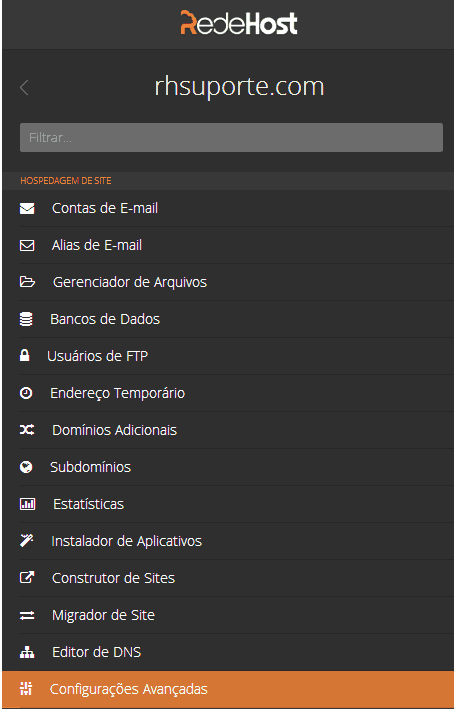 Clique em configurações avançadas