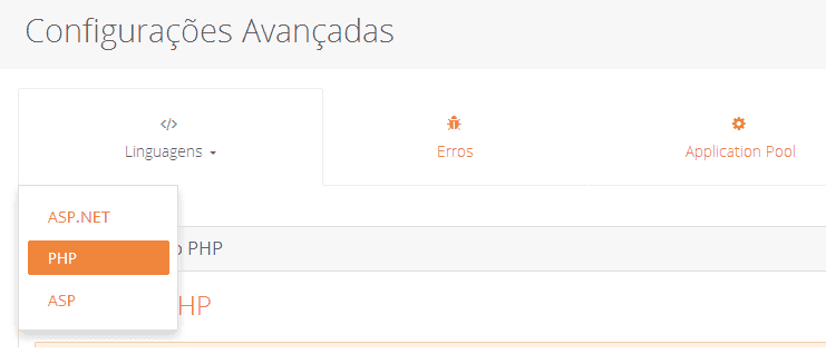 Clique em variáveis do php
