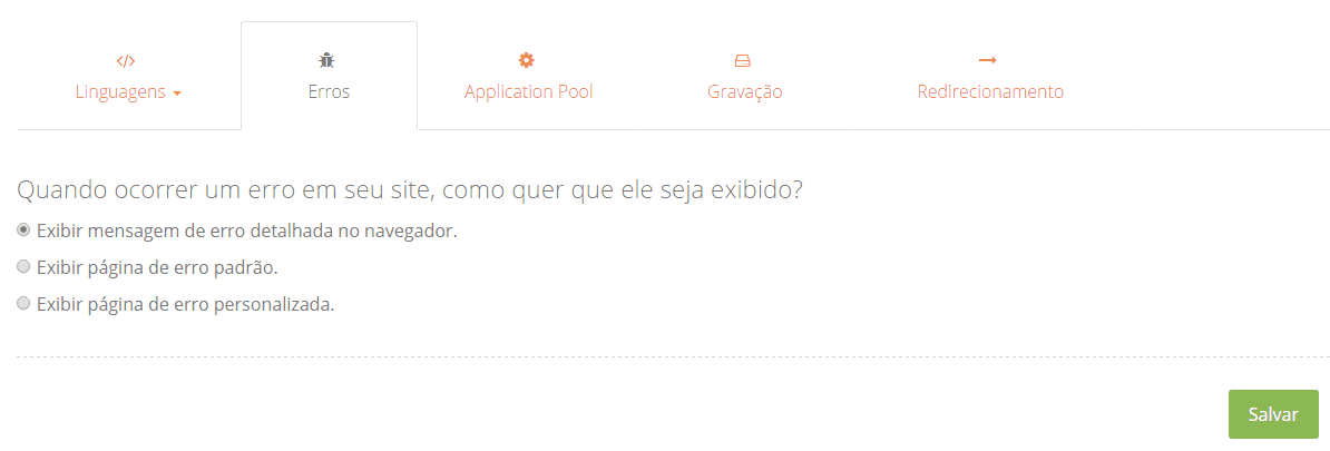 Clique em configurações avançadas